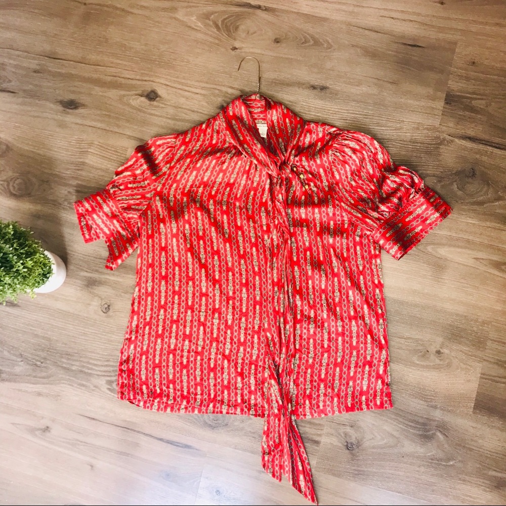 Banana Republic 100% Silk red and gold work top